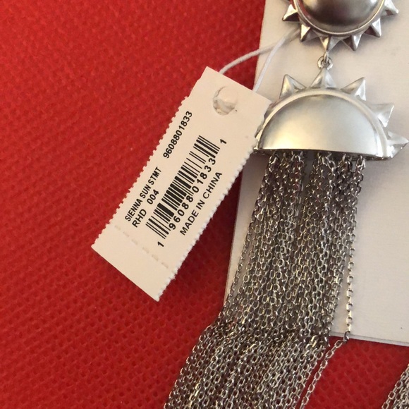 Kendra Scott Silver Tone Rhodium Plated Sienna Sun Statement Drop Earrings NWT - Picture 4 of 14